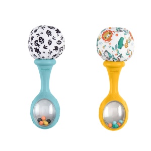 Jucarie Rassel Fisher-Price pentru bebelusi, set 2 bucati, culori vibrante