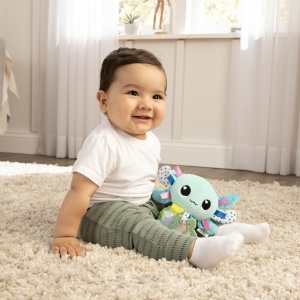 Jucarie senzoriala Lamaze Alise Axolotl pentru bebelusi 0-6 luni cu inel pentru dentitie si texturi tactile - Img 2