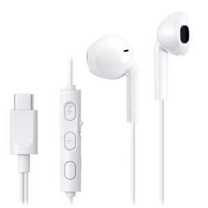 JVC HA-FR17UC-W - Casti USB-C de tip Bud cu DAC incorporat pentru sunet puternic si clar, microfon convenabil si telecomanda cu 3 butoane in design ultra-compact (alb) - Img 1
