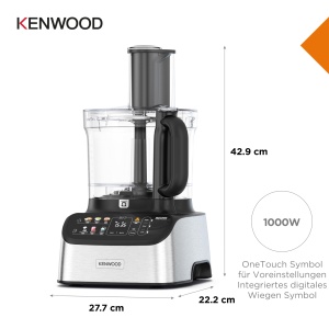 Kenwood MultiPro OneTouch FDM73.480SS - Robot de bucatarie si blender compact 2 in 1, 6 accesorii, 6 programe automate, functie de viteza variabila si puls, cantar integrat, 1000 W, argintiu - Img 5