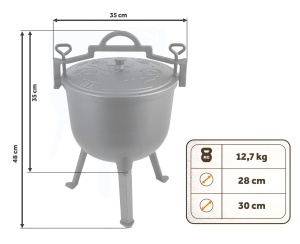 Kettle Gusseisen Berdsen 11L - Negru, cu 3 picioare si carte de retete - Img 2
