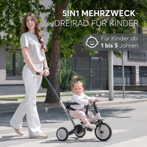 KikkaBoo FLIP Tricicleta 5-in-1 pentru copii Gri ajustabila - Img 2