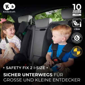 Kinderkraft SAFETY FIX 2 I-SIZE 76-150 cm Scaun pentru copii 9-36 kg, scaune auto pentru copii cu isofix, reglare tetiera, sisteme speciale de siguranta, centuri in 5 puncte, set insertie, gri - Img 2