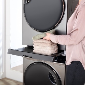 Kit de conectare Haier pentru spalator si uscator, negru, cu suport extensibil - Img 2