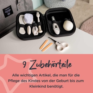Kit de ingrijire pentru bebelusi Tommee Tippee, 9x elemente esentiale pentru nou-nascuti pentru casa si in deplasare, carcasa de calatorie stergatoare si impermeabila (designul poate varia) - Img 3