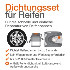 Kit de reparatie pentru anvelope OSRAM TYREseal, 450 ml, cu umflator si cutie de depozitare - Img 5