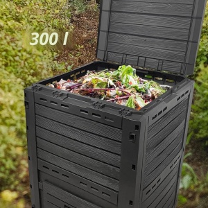 Komposter VOUNOT 300 L din plastic reciclabil, rezistent la vreme, negru - Img 2