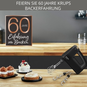 Krups F60858 3 MIX 7000 Mixer de mana Editia 60 de ani | 500W | maner ergonomic | Cablu de 1,65 m | Controlere de viteza, teluri si carlige pentru aluat | pana la 1 kg aluat de paine | Negru/Cupru - Img 6