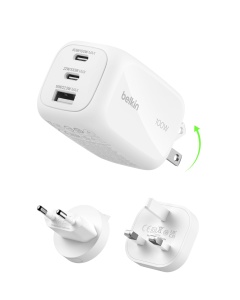 Ladeger 3 Porturi Belkin, 100 W, GaN, Alb
