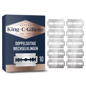 Lame de ras King C. Gillette din otel inoxidabil, 10 bucati, cu protectie anti-frecare