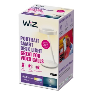 Lampa de birou WiZ Portrait, alb, dimabila, cu control smart