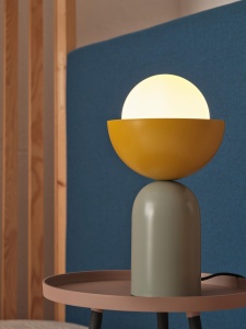 Lampa de masa OSRAM Decor Bowl E14 200mm VerdeGalben, Metal si Sticla - Img 2