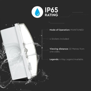 Lampa de Urgenta LED V-TAC 3W pentru Perete si Tavan, IP65, Acumulator 3 Ore - Img 3