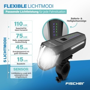 Lampa frontala cu LED Fischer 110 Lux, neagra, cu mod senzor si autonomie de 20 ore - Img 3