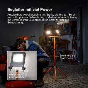 Lampa LED de lucru Osram cu stativ, 2x50W, 9000lm, 4000K - Img 2