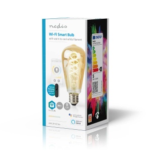 Lampa LED Filament Nedis Smartlife ST64 E27 360 lm 4.9 W Alb Cald la Alb Rece - Img 5