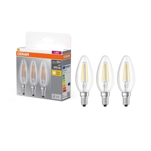 Lampa LED Osram E14, 4W, 470lm, Calda, Set 3 bucati