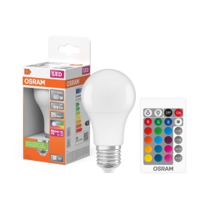 Lampa LED Osram STAR RGBW E27, 9.7W, control prin telecomanda, culoare RGB