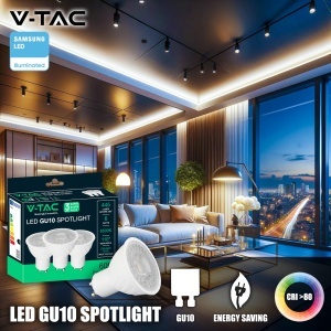 Lampa LED V-TAC GU10, 6W, 445 Lumen, Lumina Neutra 4000K, 3 Buc - Img 2