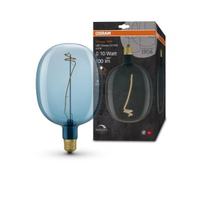 Lampa LED Vintage Osram 1906, 4.5W, 100lm, forma ballon, sticla albastra