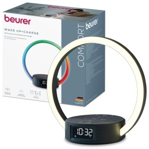 Lampa multifunctionala Beurer WL 65 cu functie de trezire si incarcare simulare rasarit si lumina ambientala