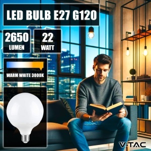 Lampadina LED Globo V-TAC cu Chip Samsung, 10W, Lumina Calda - Img 3
