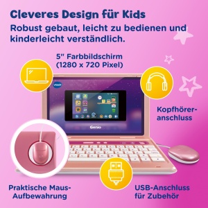 Laptop educational VTech Genio, 40 jocuri, roz, pentru copii 5-12 ani - Img 4
