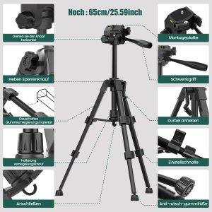 Laser de nivelare cu stativ HYCHIKA, verde, auto-nivelare, 8 ore autonomie - Img 4