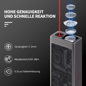 Laser Metru HYCHIKA, 60m, Reincarcabil, Display LCD, Diverse Moduri de Masurare - Img 5