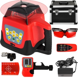 Laser Rotativ VEVOR, max. 250 m, auto-nivelare, IP54, cu telecomanda