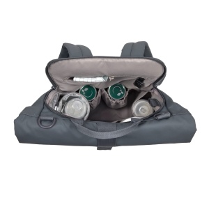 LASSIG Rucsac scutec pentru bebelusi Rucsac pentru scutece Rucsac cu covoras de infasat, atasament pentru carucior, suport pentru sticle produs in mod durabil/GRE Rucsac cu topul rulant antracit - Img 3