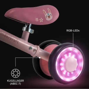 Laufrad Kinderkraft Cutie Flash, cu LED-uri, fara pedale, 1-3 ani, Rosa - Img 3