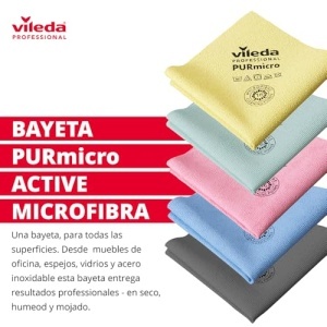 Lavete microfibre Vileda Professional PURmicro Colors set 4 bucati 38x35 cm diverse culori - Img 2