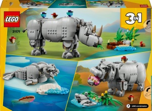 LEGO Creator 31171 Set 3-in-1 Animale Salbatice Nashorn Hipopotam Walrus - Img 8