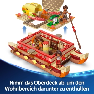 LEGO Disney Moana 2 Moanas Adventure Raft - Barca de jucarie cu panza textila punte detasabila foc de tabara si 3 minifigurine inclusiv Loto si Moni - - Img 7