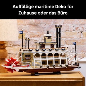 LEGO Ideas Vaporul cu vasle pe rau - Model de nava cu caracteristici interioare si interactive inclusiv vasle si comenzi functionale - Idee cadou pent - Img 8