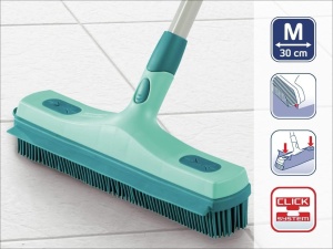 Leifheit Rubber Broom Click System cu supraperi igienici si racleta de apa, matura pentru interior si exterior, cap de matura cu peri de cauciuc pentru curatare temeinica, fara maner - Img 2