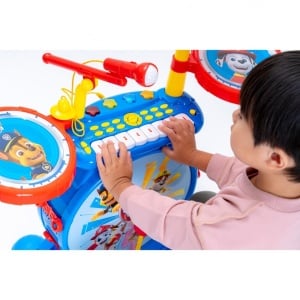 Lexibook K610PA PAW Patrol Helper on Four Paws Chase Kit de tobe pentru copii, sunet de tobe digital adevarat, claviatura cu 8 note, mufa MP3, scaun inclus, albastru/rosu - Img 6