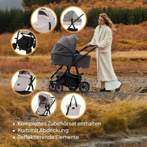 Lionelo Amber Plus 3 in 1 Carucior Multifunctional pentru Copii cu Roti 360deg si Protectie UPF50 - Img 8