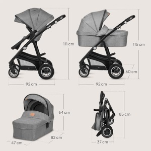 Lionelo Bianka Kinderwagen 3 in 1 Sistem de calatorie pliabil cu amortizoare si accesorii - Img 13