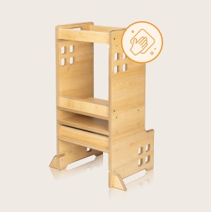 LIONELO CASS Ajutor de bucatarie Gadget de bucatarie 2 in 1 Montessori Turn de invatare De la 1 an Bara de siguranta reglabila pe inaltime Scaun de bucatarie stabil Raft de carti Pana la 30 kg - Img 8