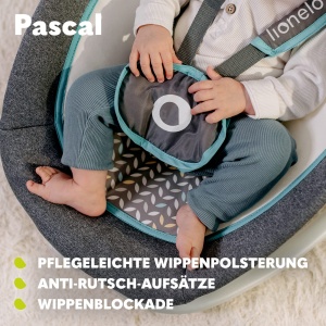 LIONELO Pascal Baby Rocker, vibratii blande, 5 melodii, carusel de jucarii cu jucarii de plus interactive, perna, spatar reglabil, sistem de economisire a energiei (GRI SCANDI) - Img 8