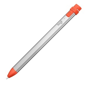 Logitech Crayon Stylus Digital pentru iPad Tehnologie Apple Pencil Anti-Roll ArgintiuPortocaliu