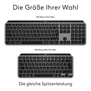 Logitech MX Keys Mini pentru Mac - Tastatura Wireless Minimalista pentru MacBook Pro, MacBook Air, iMac, iPad, Bluetooth, Taste Iluminate, USB-C, Tastare Lina, RO QWERTZ - Gri - Img 10