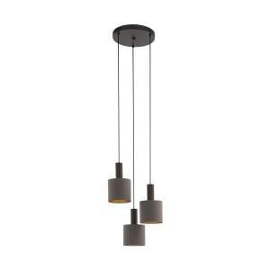Lustra suspendata EGLO Concessa 1, 3 brate, textil si otel, cappuccino, auriu