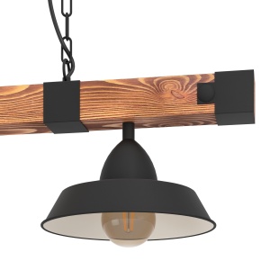 Lustra suspendata EGLO Oldbury, design industrial, lemn masiv si otel, 118 cm - Img 4