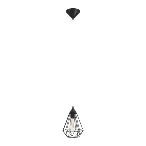 Lustra suspendata EGLO Tarbes, stil vintage, negru, E27, diametru 17.5 cm