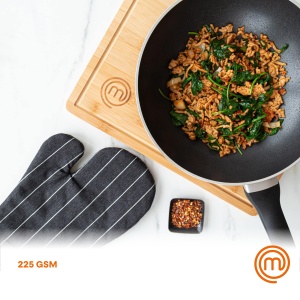 Manusi de cuptor Masterchef, 100 bumbac, rezistente la caldura, negrualb - Img 3