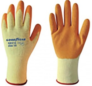 Manusi de lucru Goodyear din bumbac si latex, marimea 10, albaportocalie