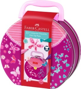 Marker Faber-Castell 155537 cu 33 Stifte, Metalletui Handtasche, Tinta pe baza de apa